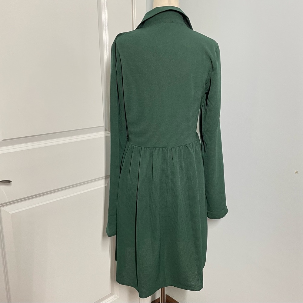 Asos Design Green Half Button Down Babydoll Dress size 4 tall - Picture 11 of 14